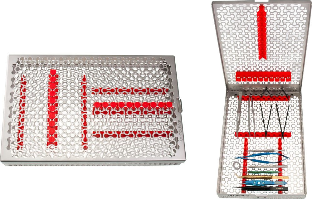 Steriliz. tray with lid, stainl. steel