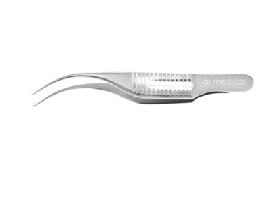 Fixation Colibri Forceps, with tying platform, 1x2 teeth, 0.12mm, 45° angle, length 7.5cm, Qty. 2