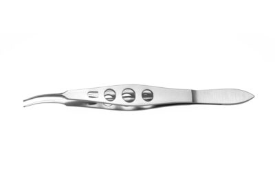 Moody Fixation Forceps, curved, 1x2 teeth, 0.5mm, 45° angle, with lock, left, length 11.0cm, Qty. 1