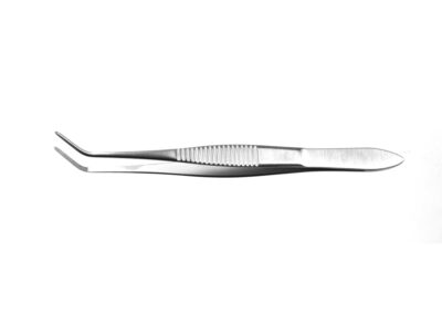 Nugent Utility Forceps, curved shafts, 45° angle, with smooth 10.0mm jaws, length 10.0cm, Qty. 1