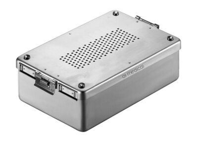 Sterilis. Case alu, compl. w/ quick-rel. w/ pos. act. spring mechan. on the lid, bottom perfor, outs. dim. 310x190x65mm, Qty. 1