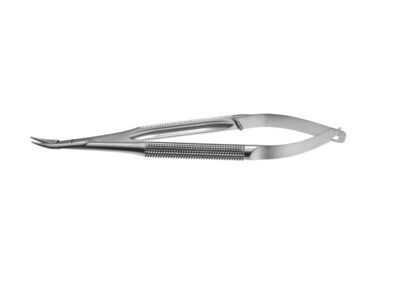 Barraquer Needle Holder (Baby Model), curved, 9.0 x 0.6mm, smooth jaw, without lock, length 10.0cm, Qty. 1
