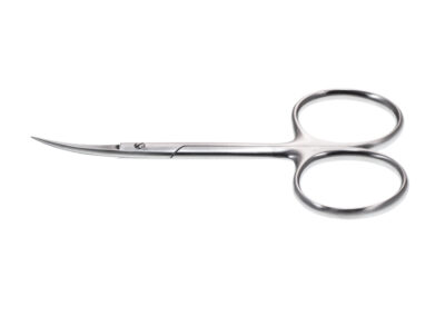 Eye Scissors, curved, pointed tips, big rings, 22.5mm blades, length 9.5cm, Qty. 1